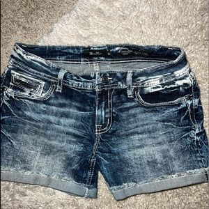Miss Me Mid-Rise denim distressed shorts